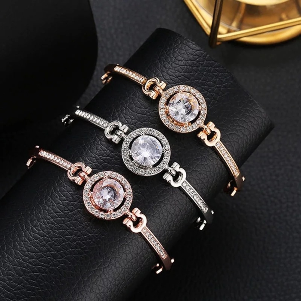 NWT Halo CZ Bracelet - Rose, Gold, Silver - Picture 2 of 6